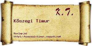Kőszegi Timur névjegykártya